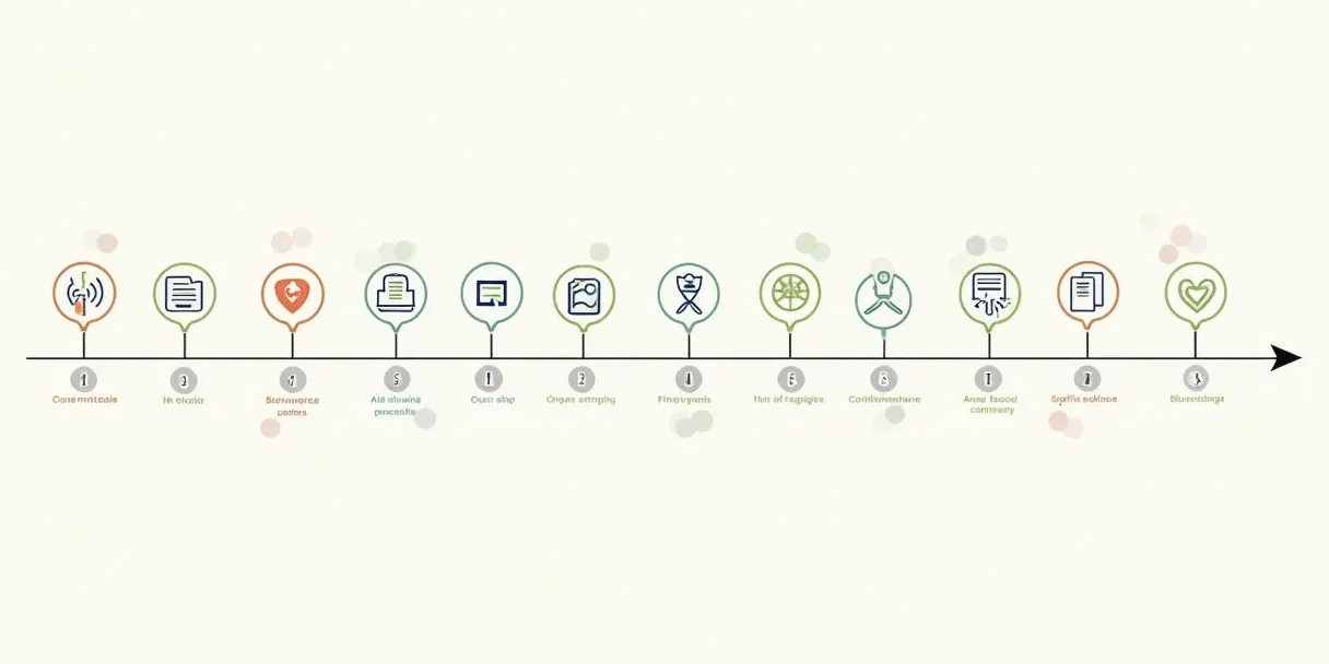 10-pasos-plan-empresa-onlin Diagrama con 10 iconos numerados, simbolizando los pasos clave para un plan de empresa online.