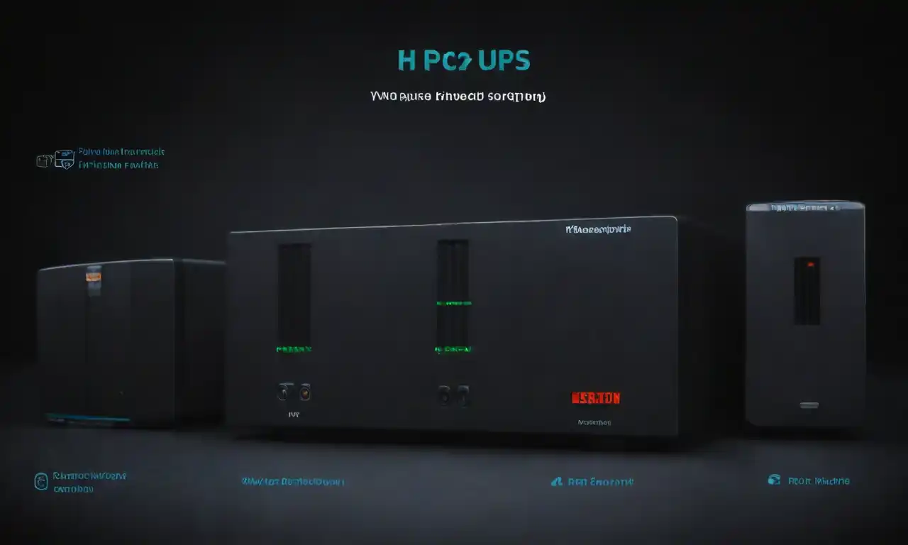 Infographic comparing different uninterruptible power supply (UPS) systems with features and ratings.