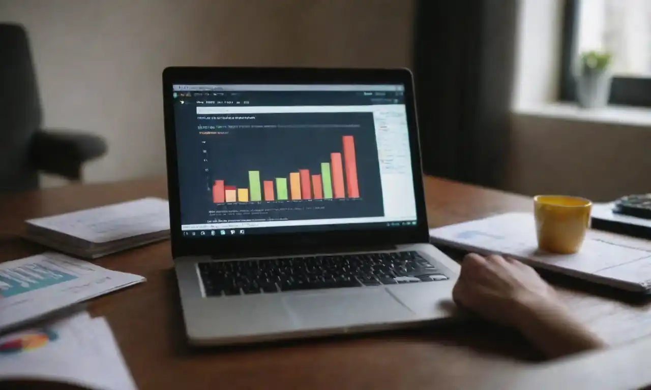 A professional analyzing digital marketing metrics on a laptop