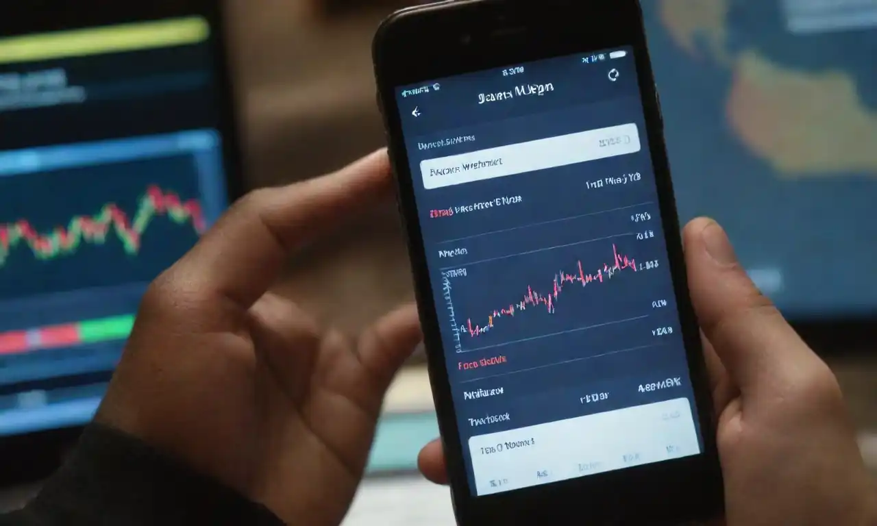 A person checking stock prices and news on a financial app or website.