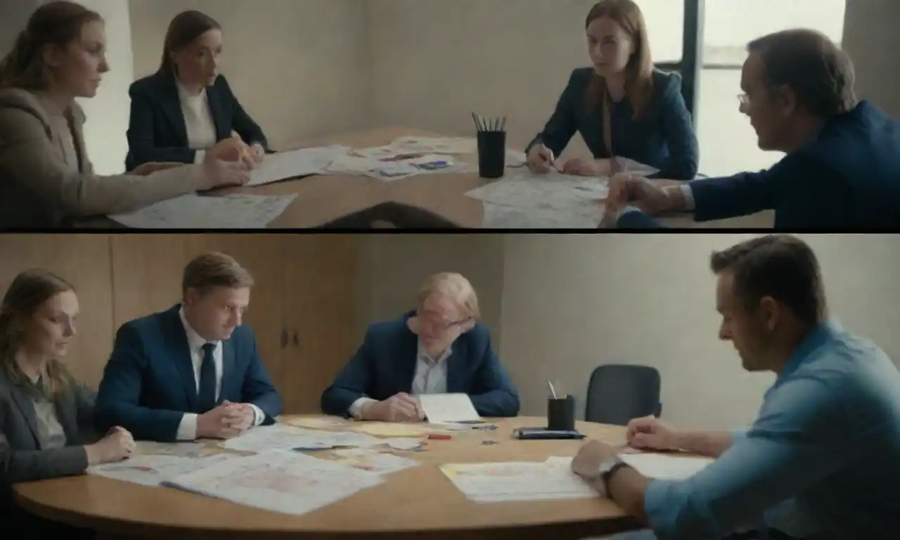 A split image showing a marketing team planning at a strategy table and another executing a campaign in the field.