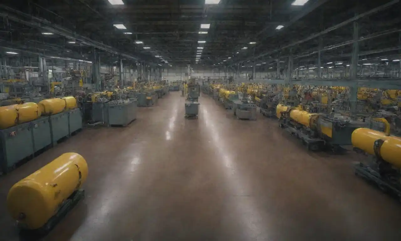Illustration of a factory floor showing streamlined processes and waste reduction.