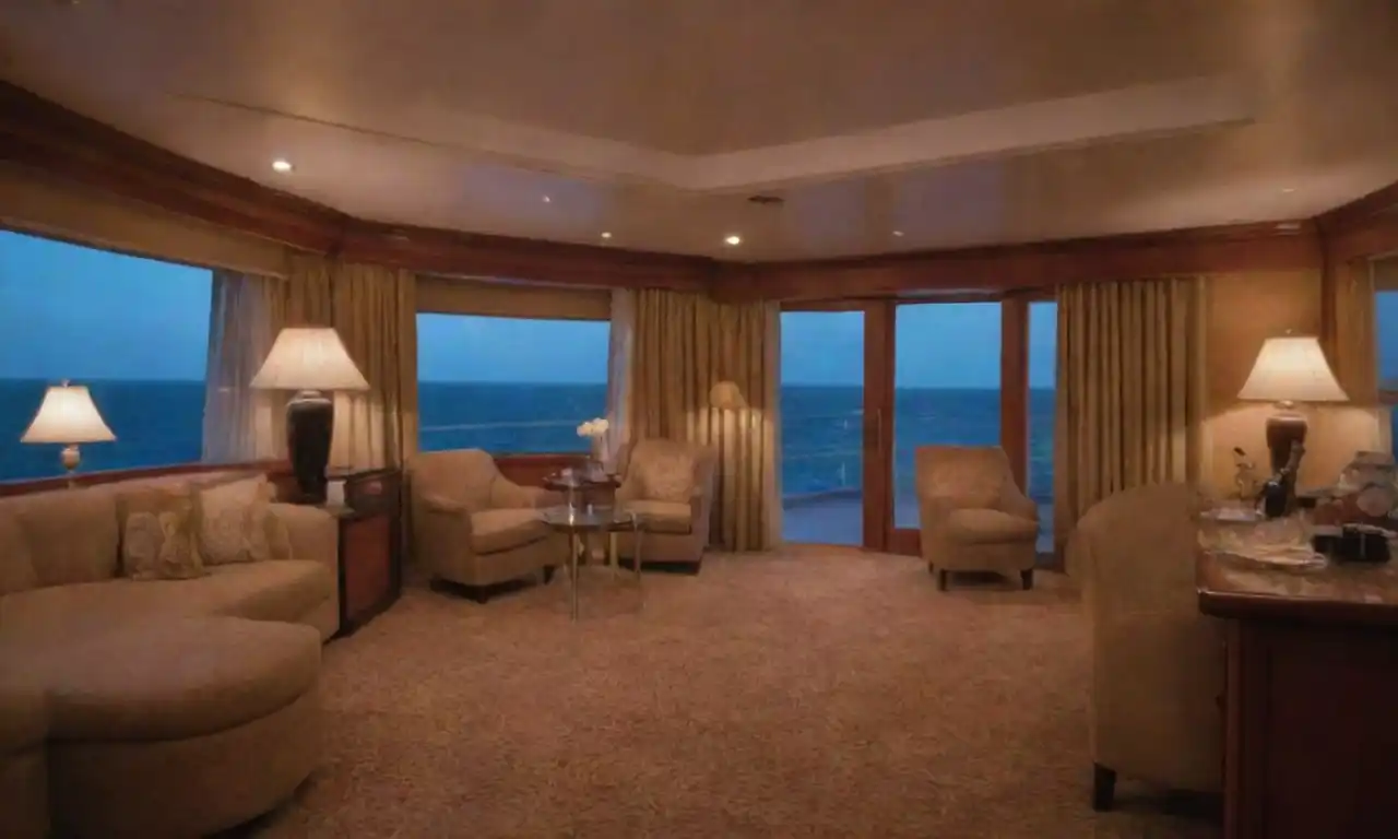 Luxurious cruise suite with ocean views