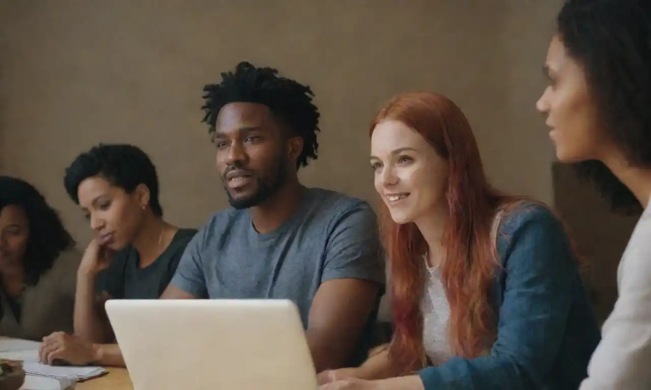 A diverse group of freelancers collaborating