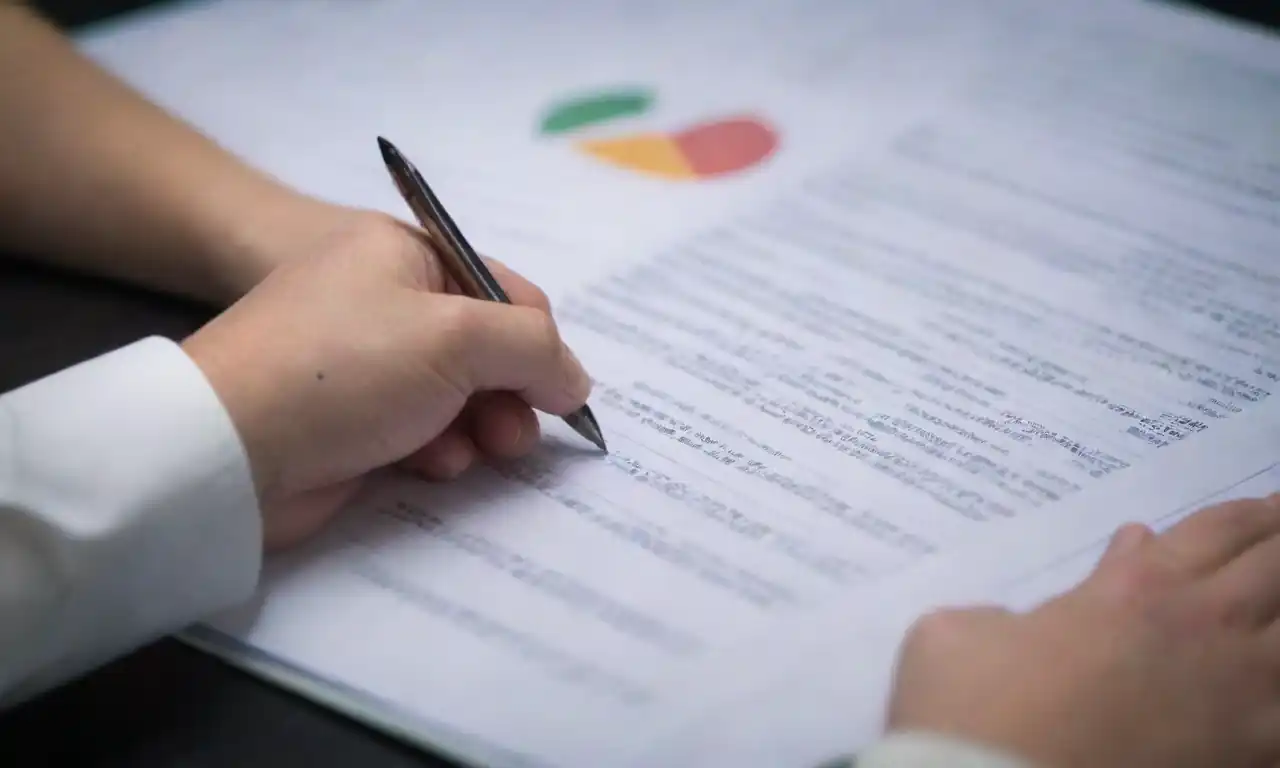 Person analyzing financial statements with grant documents and spreadsheets.
