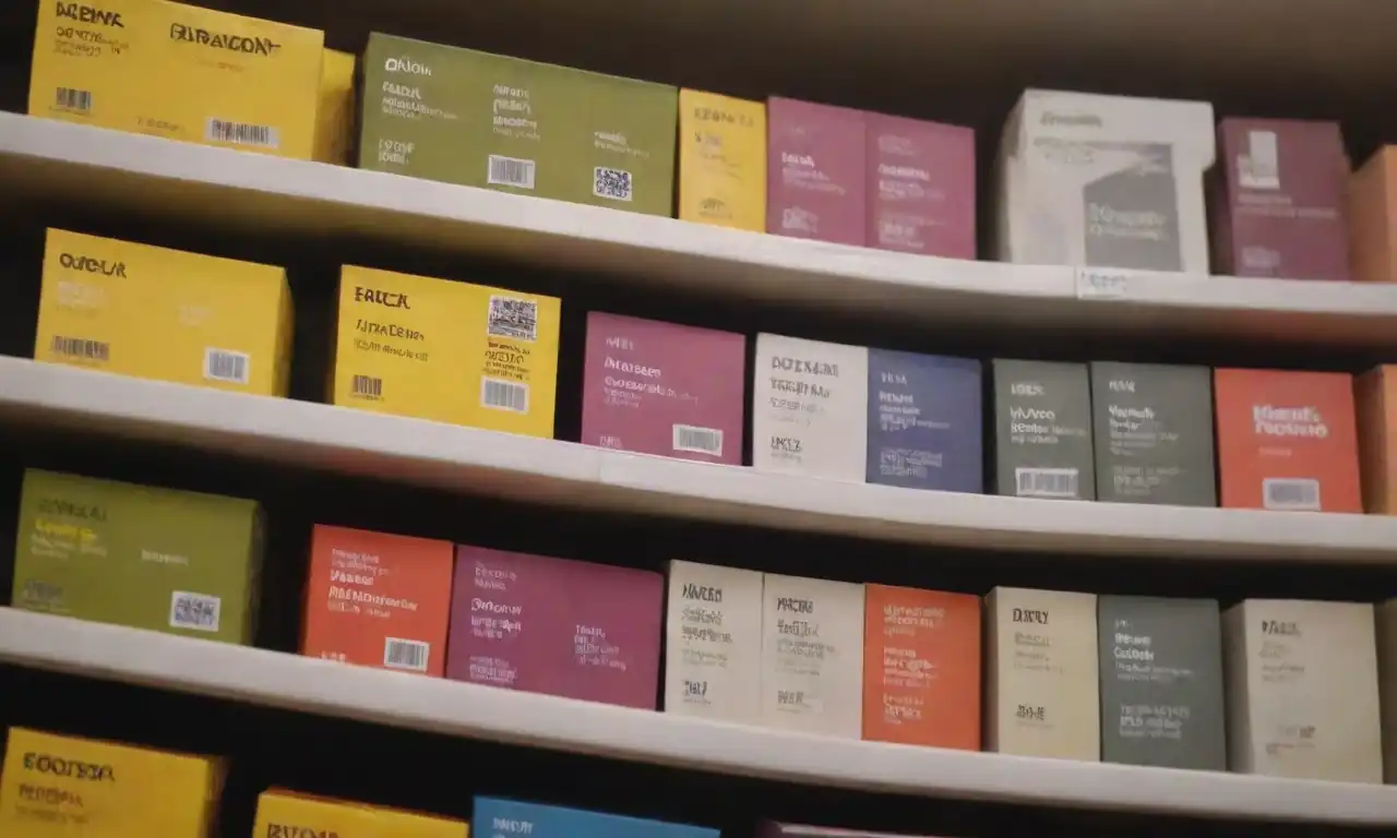 Visual of product tags with unique SKU codes displayed on shelves in a retail environment.