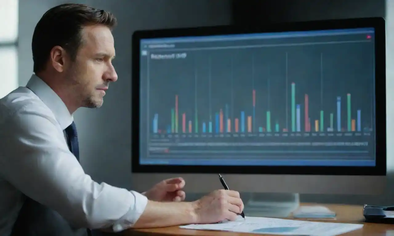 Business owner analyzing charts and graphs to assess key performance indicators.