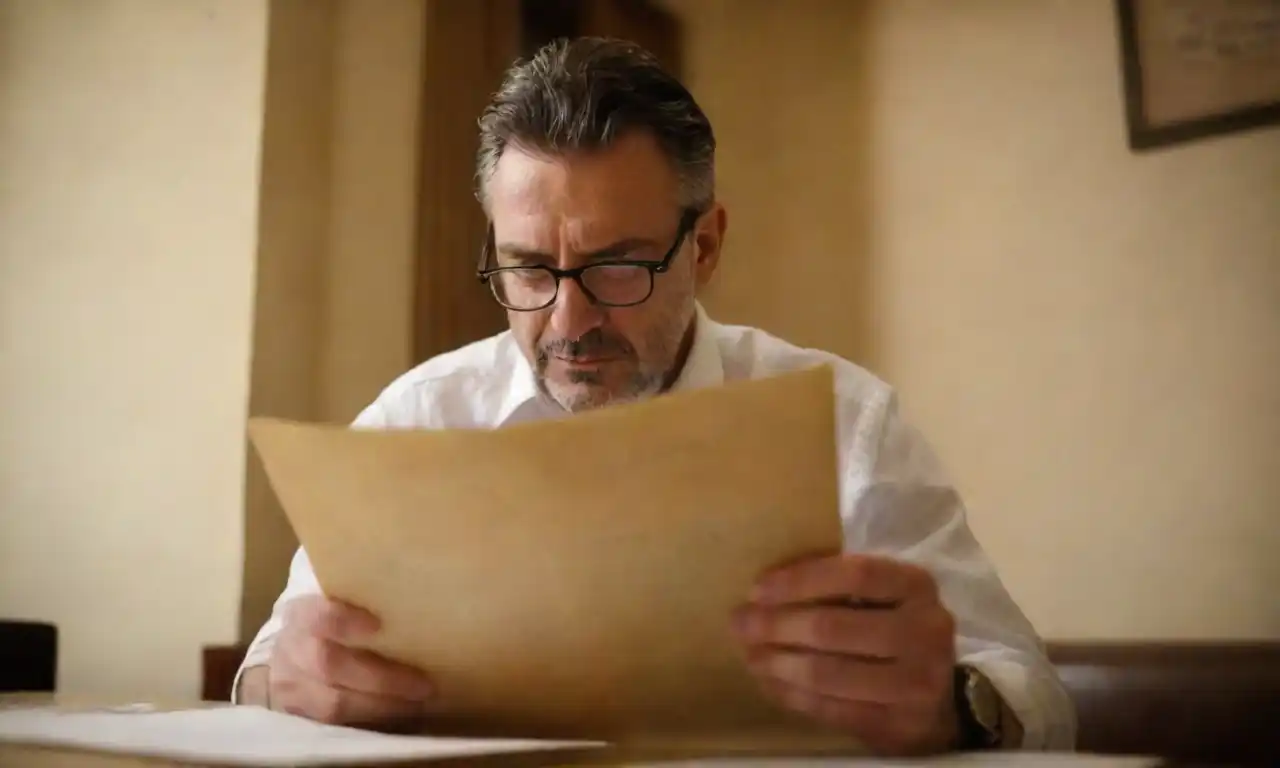 Person reading a document on business tax regulations in Spain.
