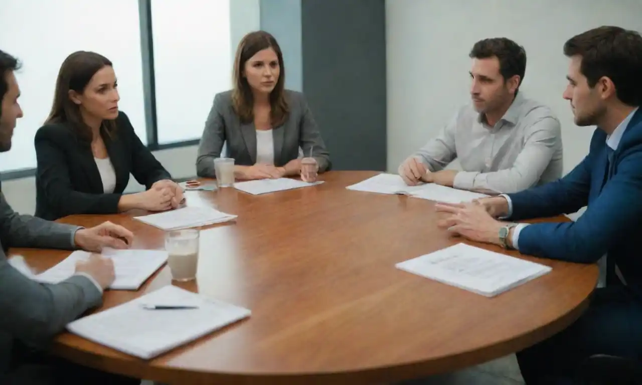 Un grupo de emprendedores discutiendo estrategias en una mesa.