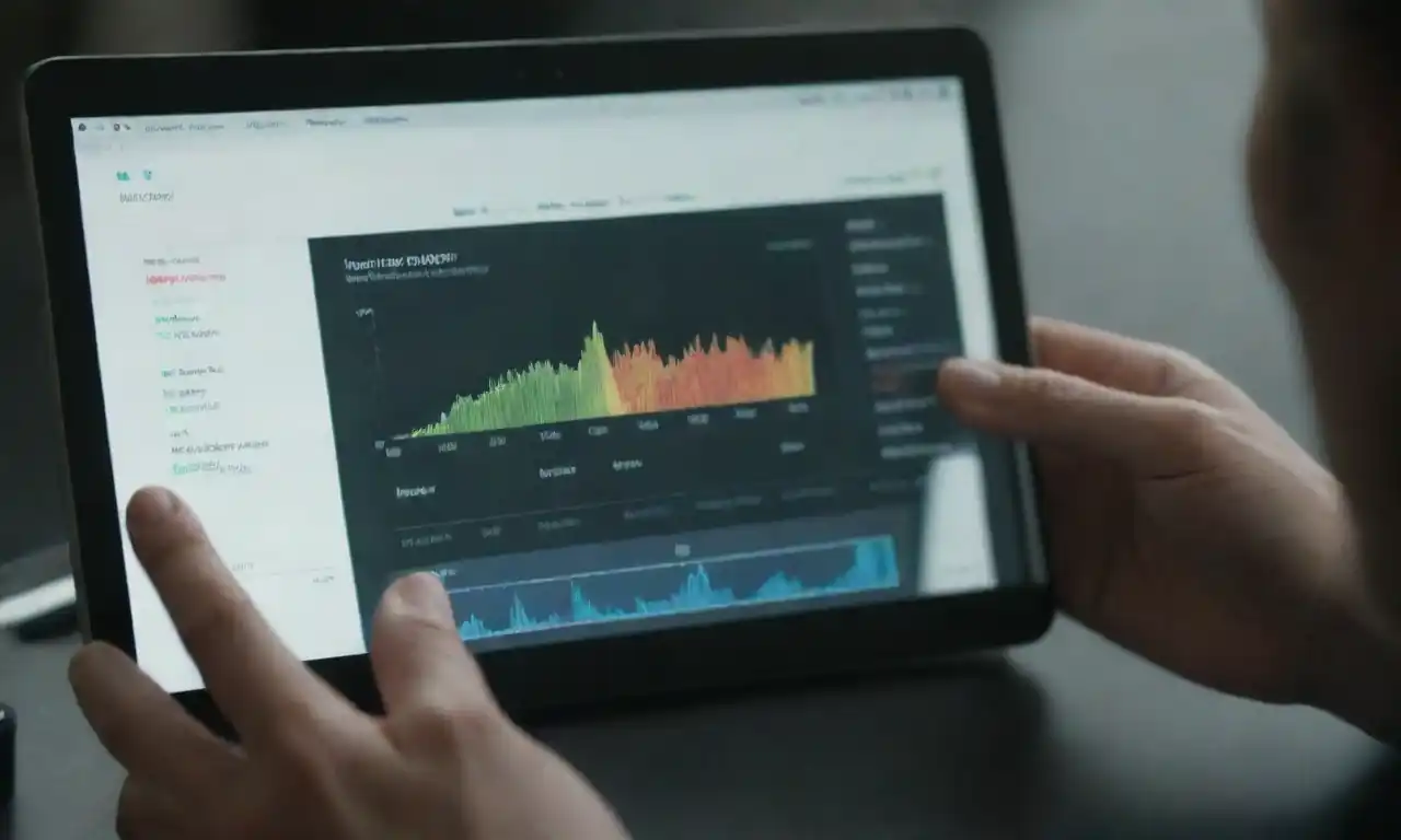 Person analyzing Quipus interface on a digital device