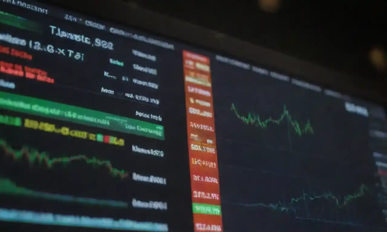 A digital screen displaying market prices