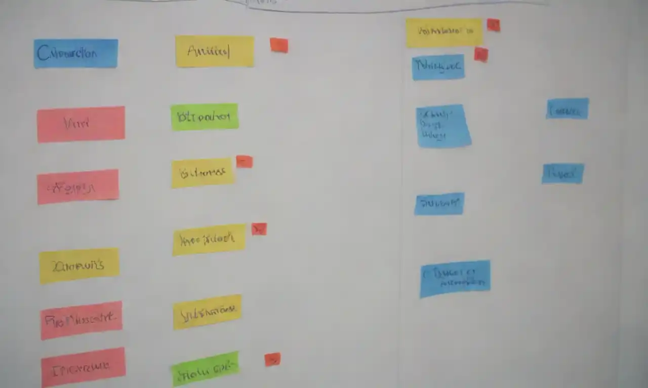Visual representation of a prioritized list of tasks on a whiteboard in a Scrum meeting.
