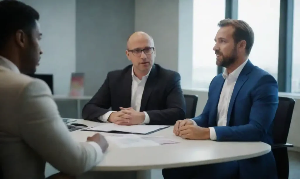 A group of diverse entrepreneurs discussing growth strategies in a modern office.