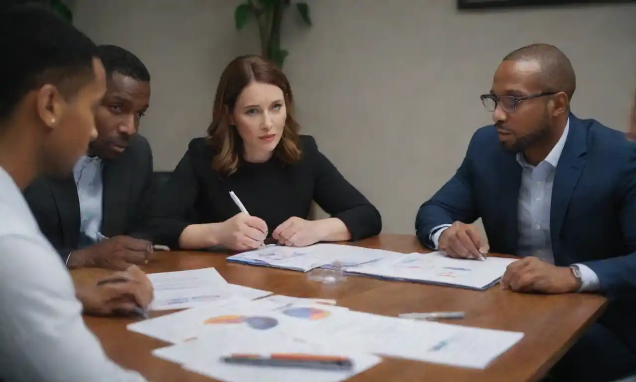 Diverse entrepreneurs engaged in discussion around a table