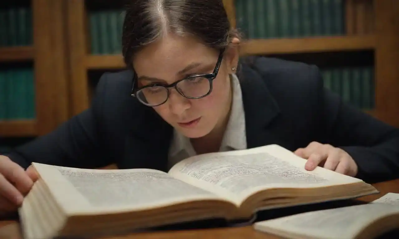 Una persona leyendo un libro de finanzas con gráficos y notas al lado.