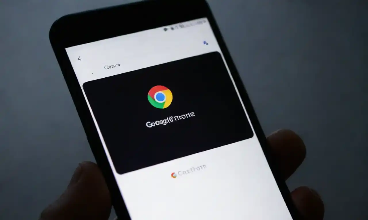 A smartphone screen displaying Google Chrome with the dark mode interface activated.