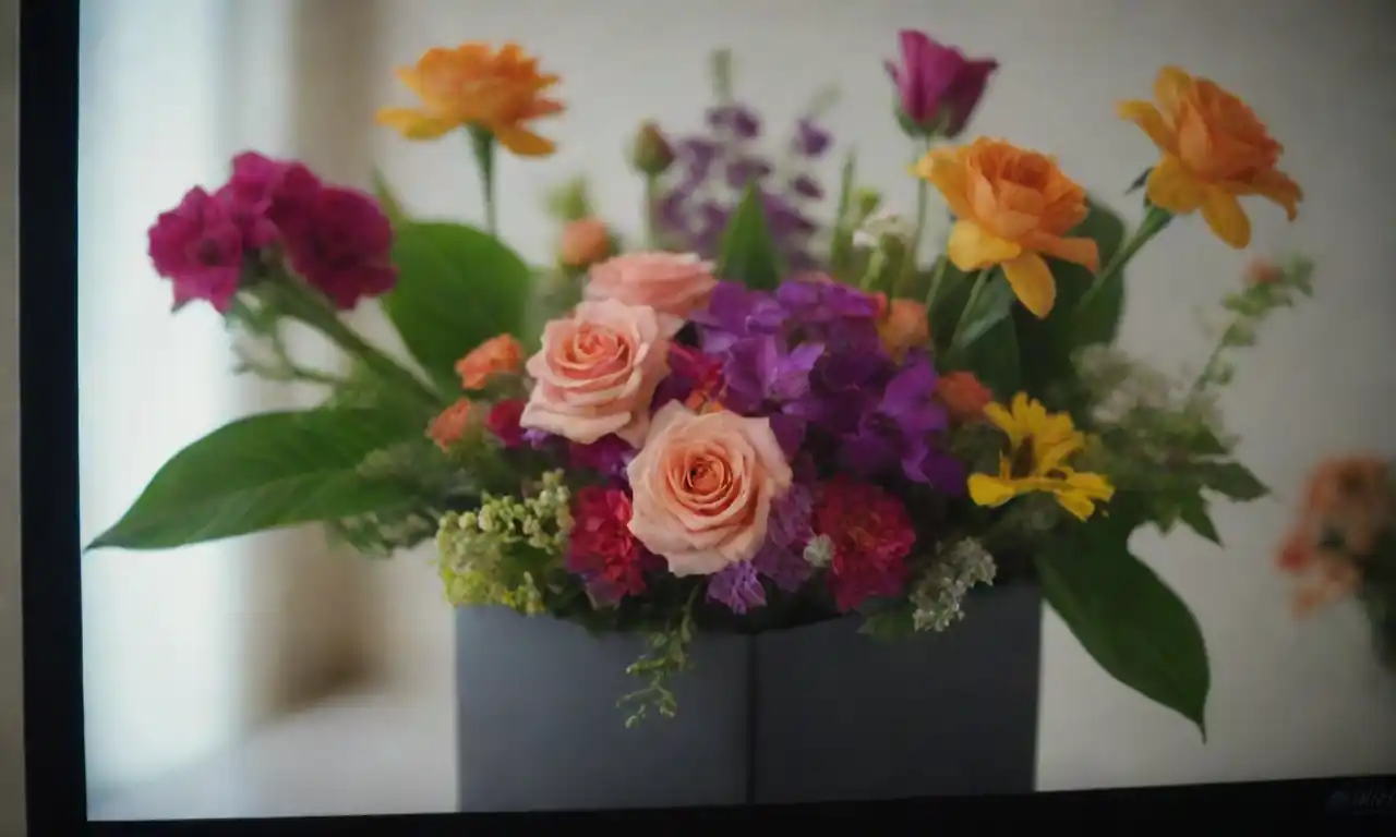 A computer screen displaying various floral arrangements and delivery options.