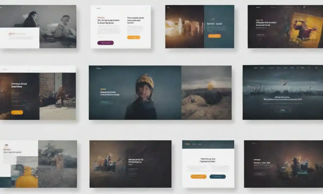 Collage of successful landing page designs showcasing clear calls to action and appealing visuals.