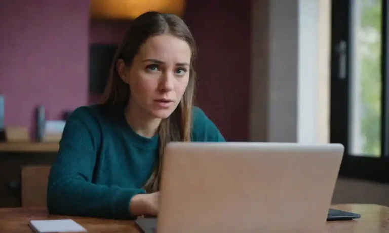 Person researching MPower Financing student loans on a laptop with a thoughtful expression.