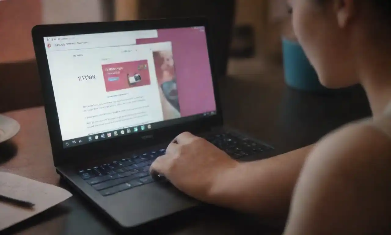 A person creating a TikTok ad on a laptop