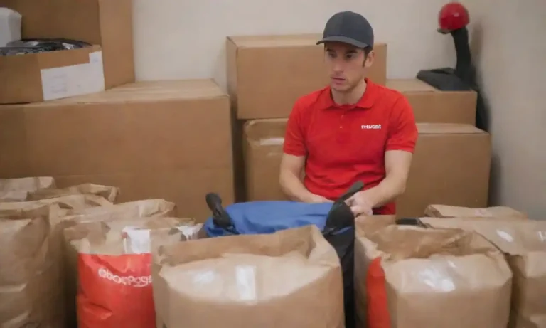 A DoorDash delivery person contemplating lessons learned while surrounded by food bags and a scooter.