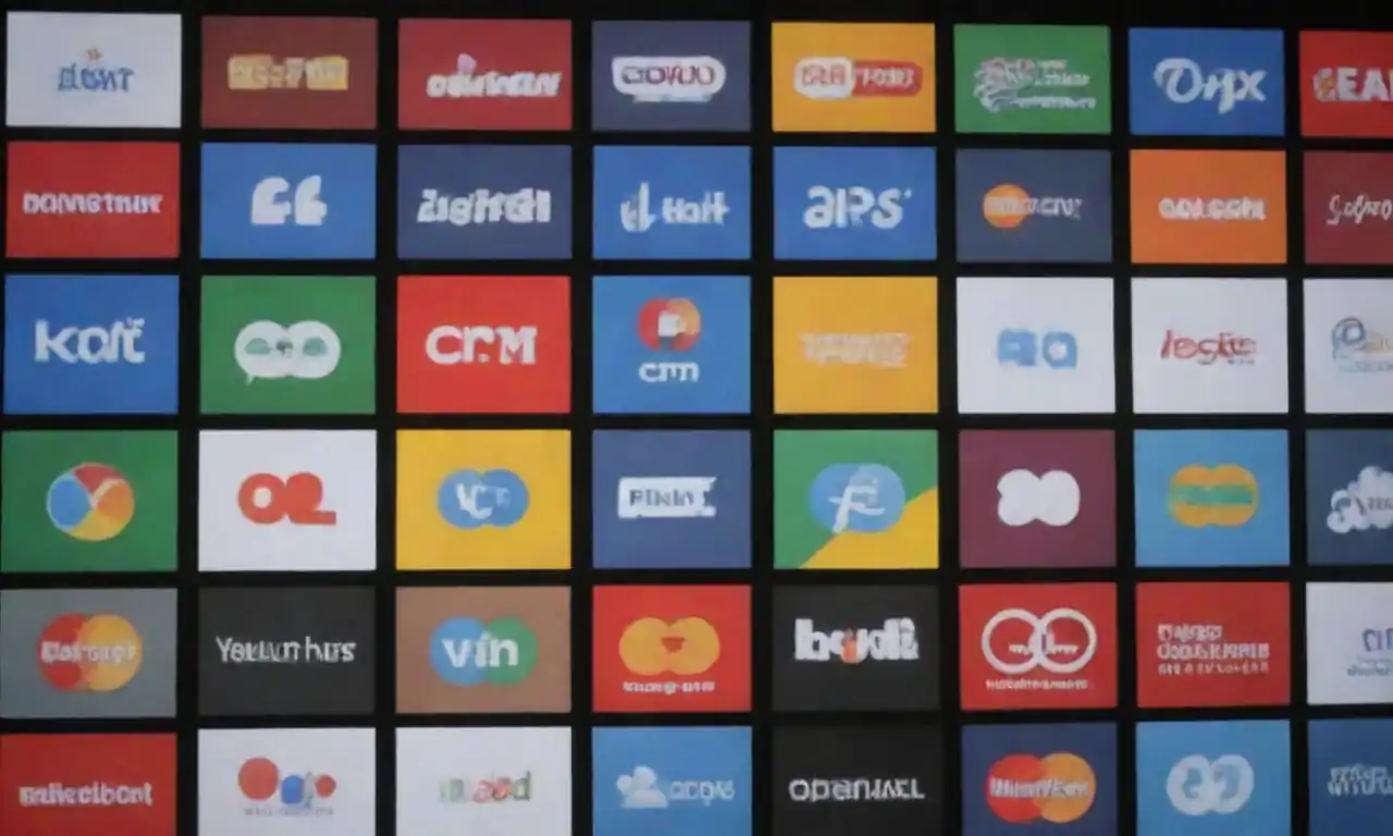 A digital display showcasing the logos of various free CRM software options for 2024.