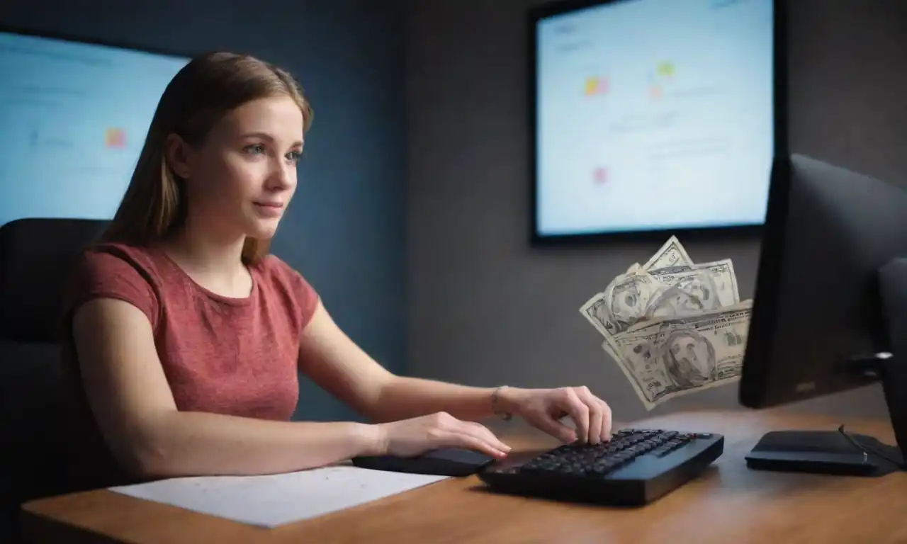 Illustration of a person earning money online through affiliate links