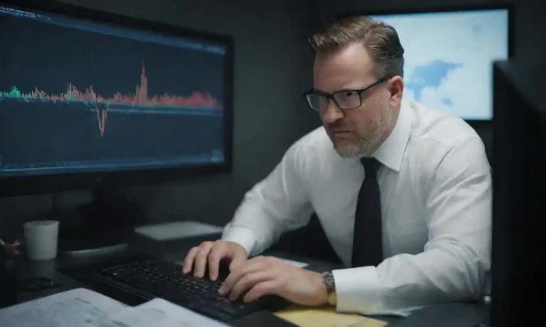 A professional analyzing data on a computer