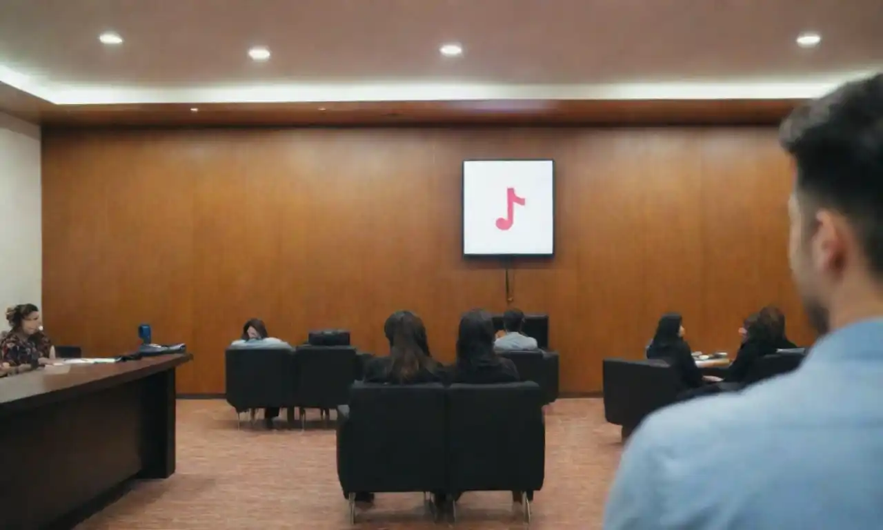 Un abogado del Departamento de Justicia presentando argumentos sobre TikTok en una sala de audiencia.