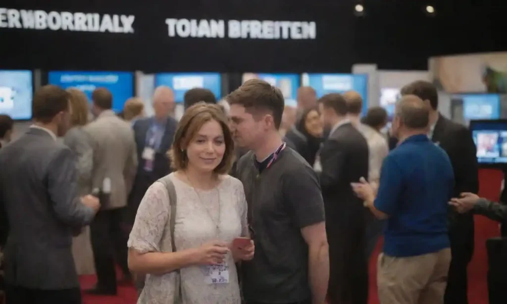 Attendees exploring various tech booths showcasing innovations for the tourism industry.