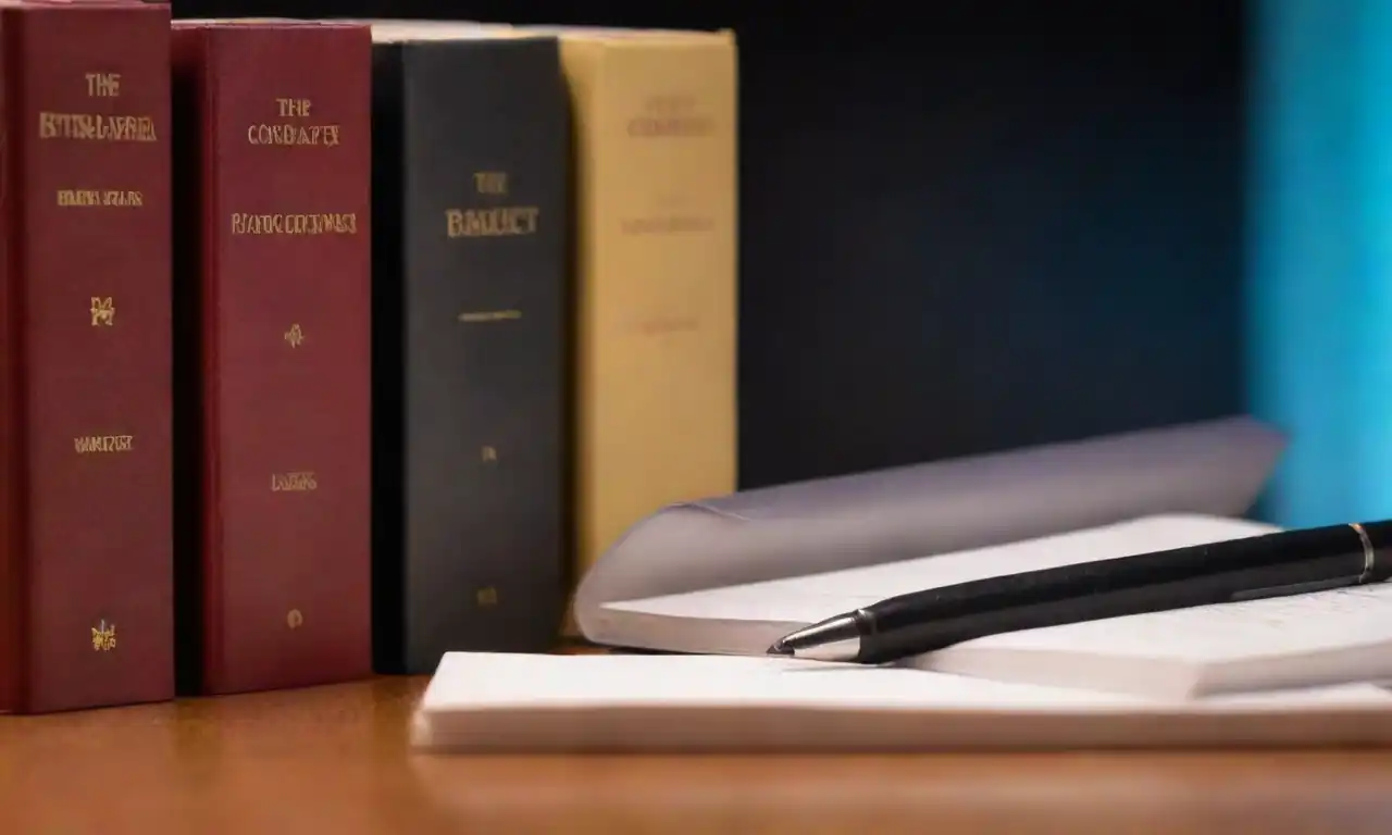 A stack of popular corporate finance books with a notepad and pen.