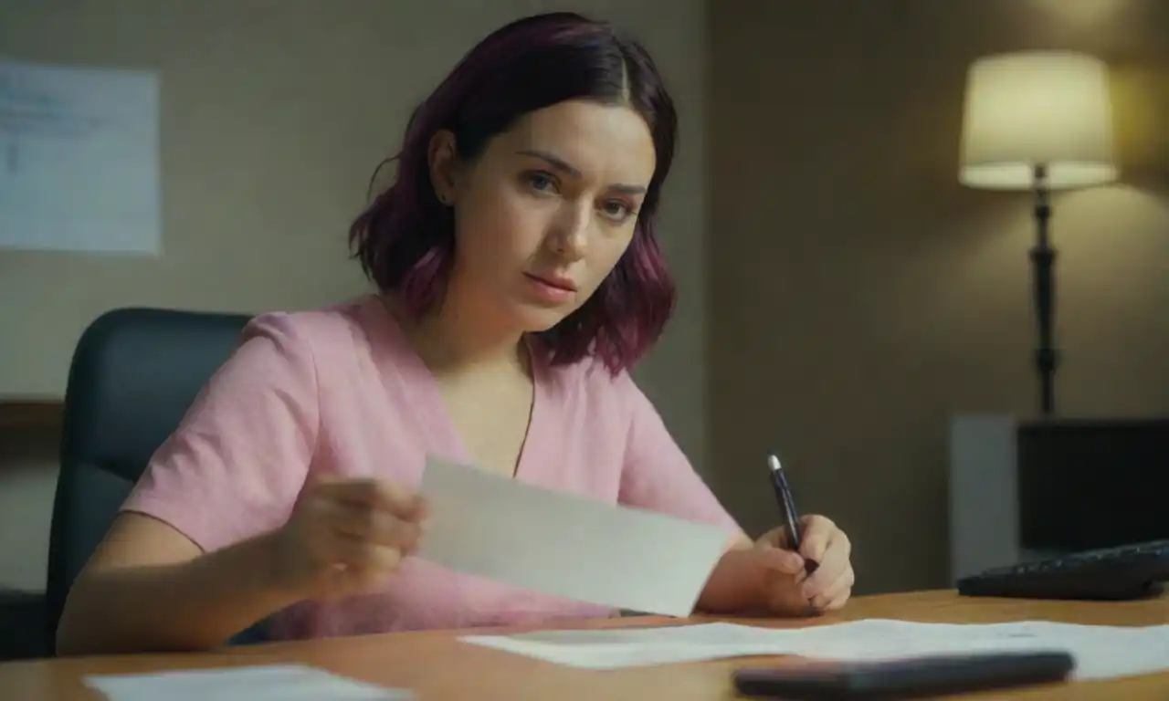 Una persona escribiendo una carta comercial en su escritorio