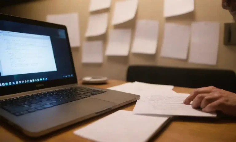 A person brainstorming with notes and a laptop displaying ChatGPT.