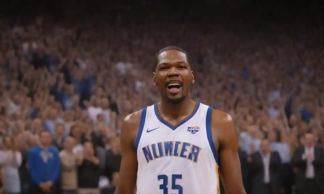 Kevin Durant making an impressive shot on the basketball court