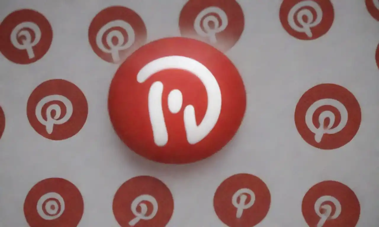 Logo de Pinterest con imágenes atractivas y gráficos que representan interacciones empresariales y marketing.
