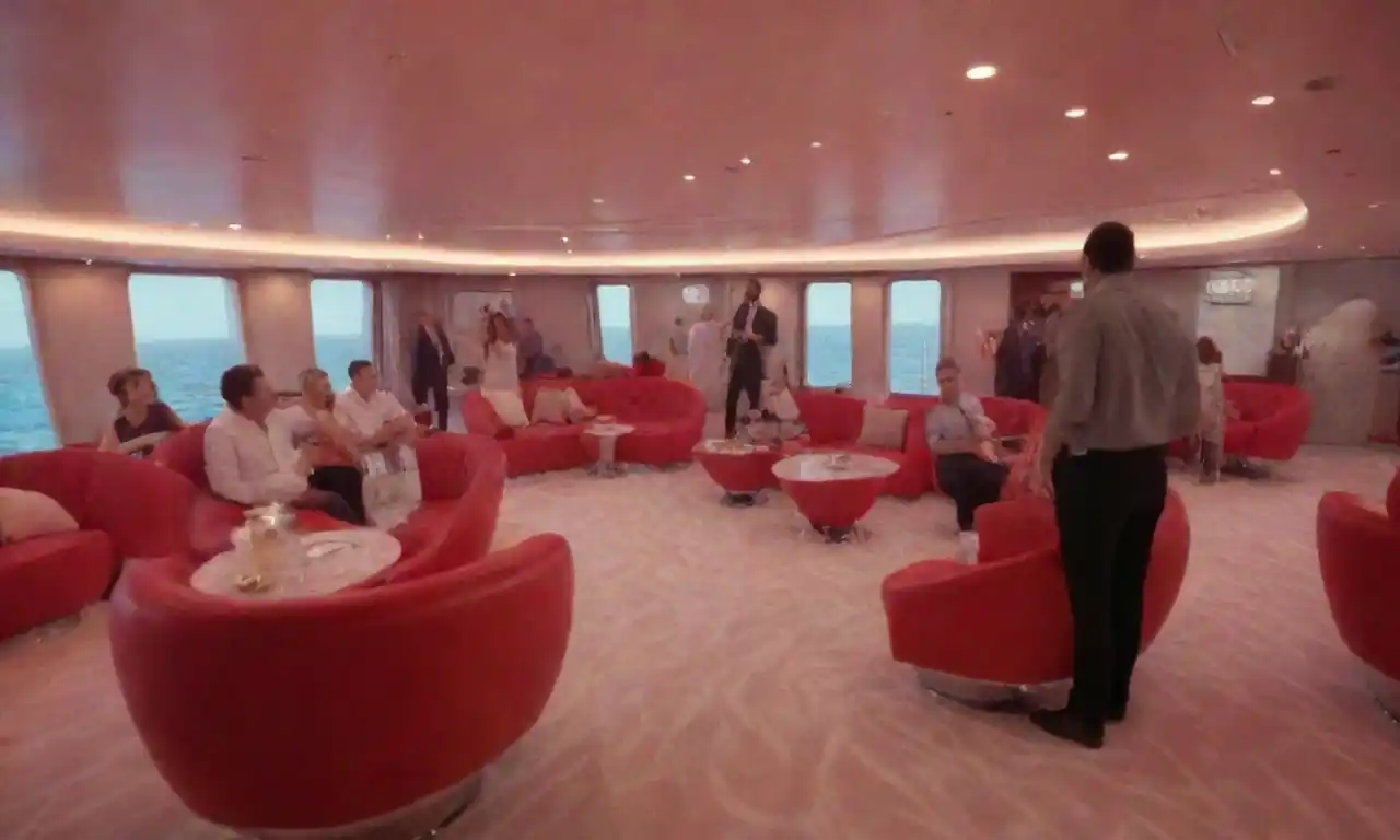 Adults enjoying a luxurious Virgin Voyages cruise with vibrant entertainment and amenities.