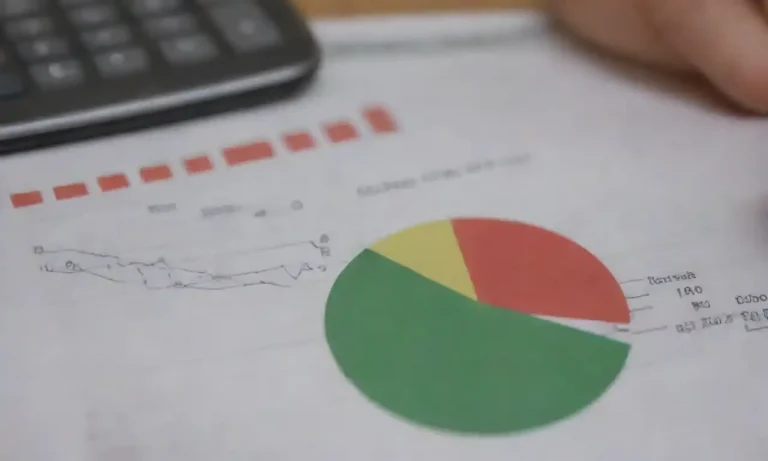 A person analyzing a chart comparing pros and cons of TD accounts with coins and a calculator.