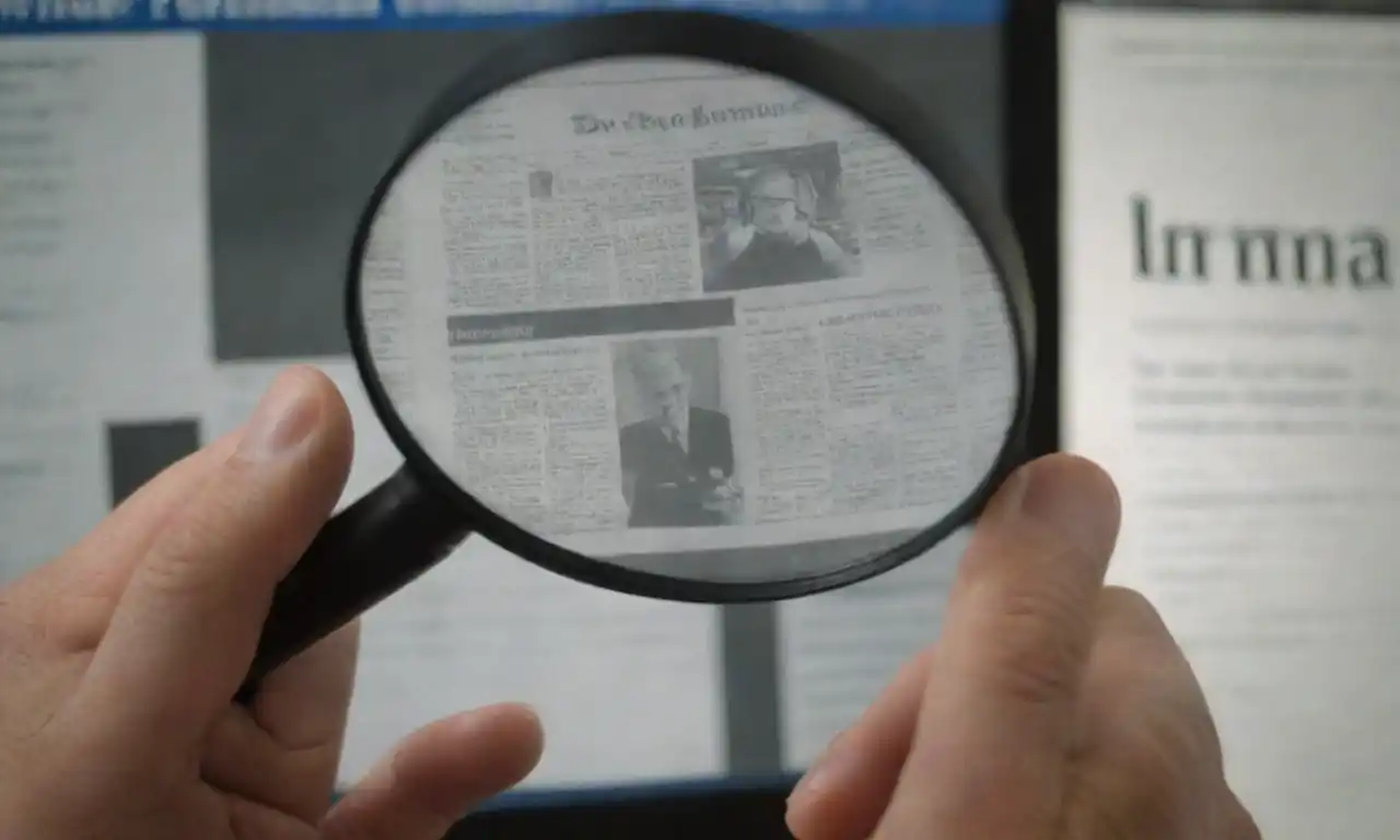 Person analyzing news articles on a computer
