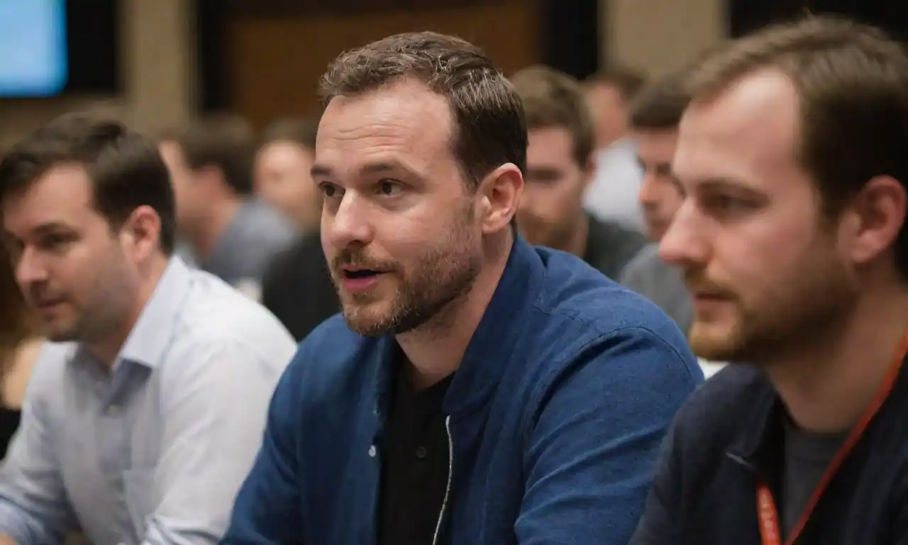 Developers engaging with new Liferay tools and updates at a tech conference.