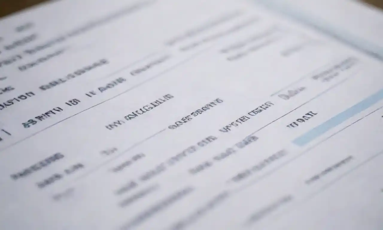 Close-up of a simplified invoice showing essential billing details.
