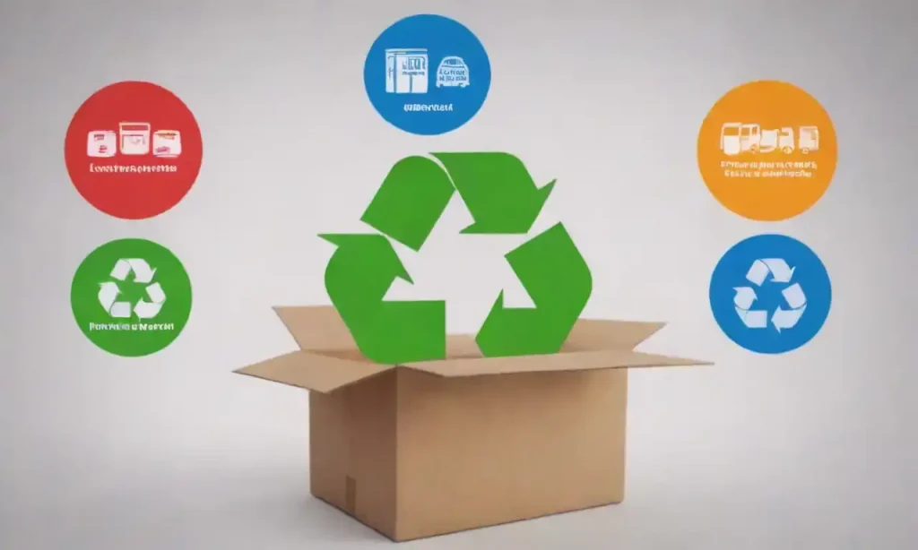 A document outlining product lifecycle stages with icons representing recycling and disposal.