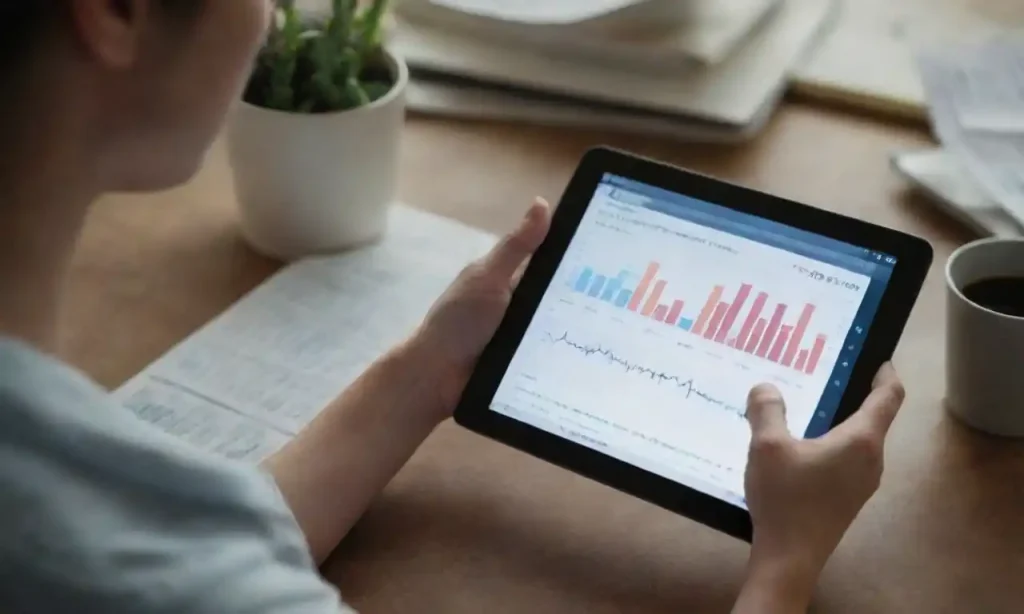Person strategizing social media posts on a digital tablet