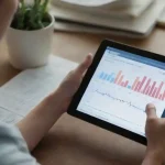Person strategizing social media posts on a digital tablet