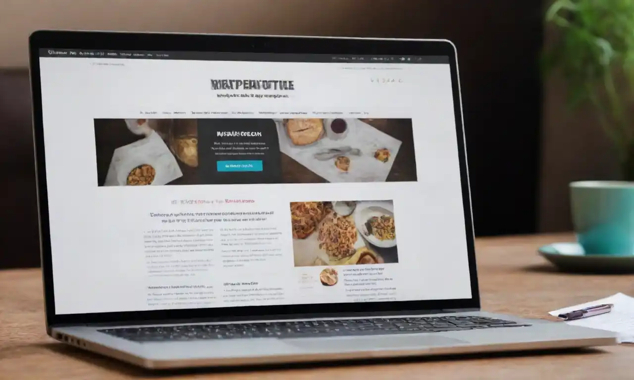 A laptop displaying a marketing newsletter template