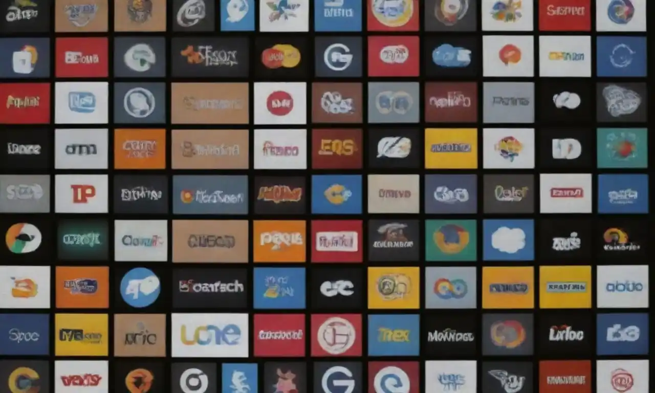 Collage of popular search engine logos with a computer screen displaying search results.