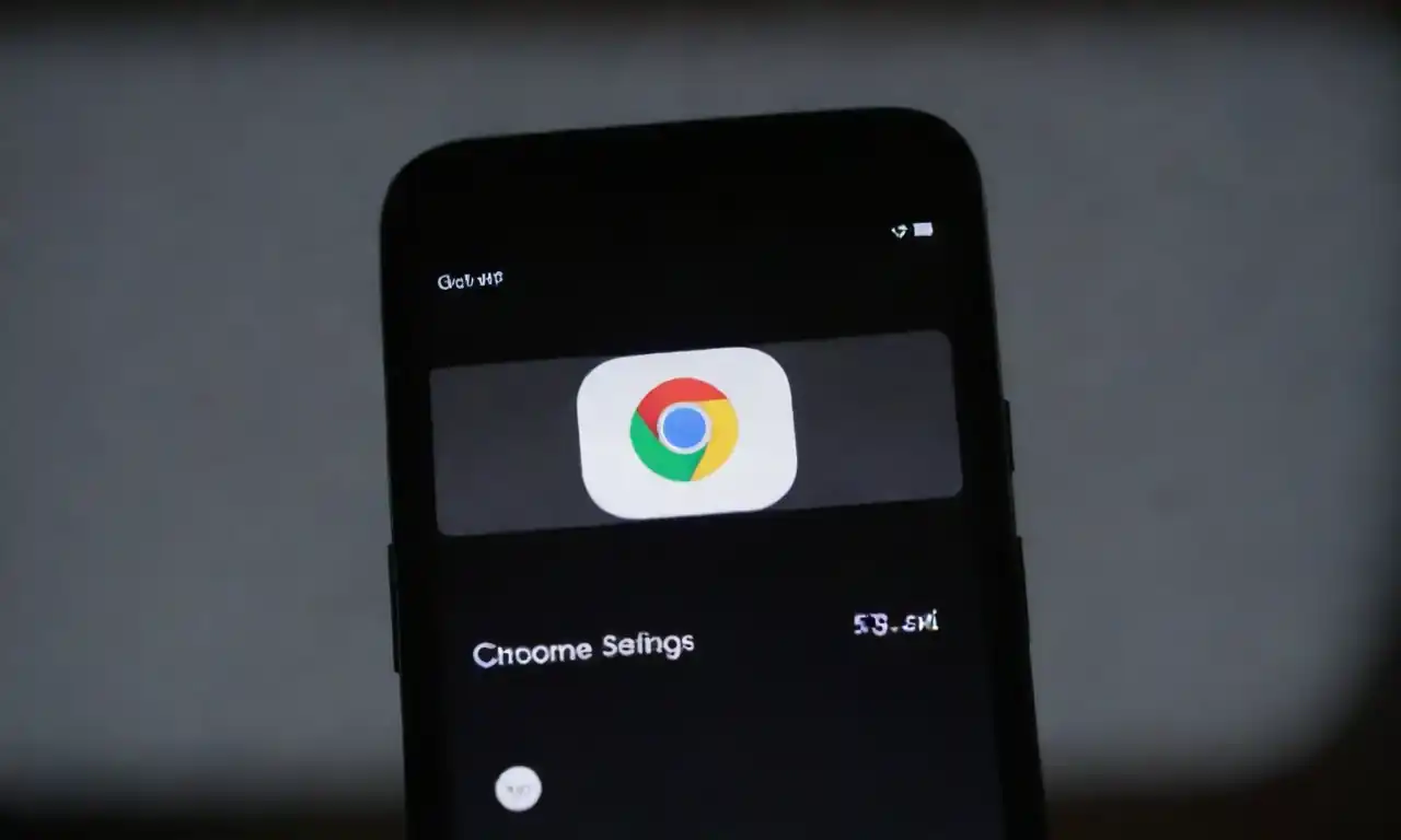 A smartphone screen displaying the Google Chrome settings with the dark mode option highlighted.