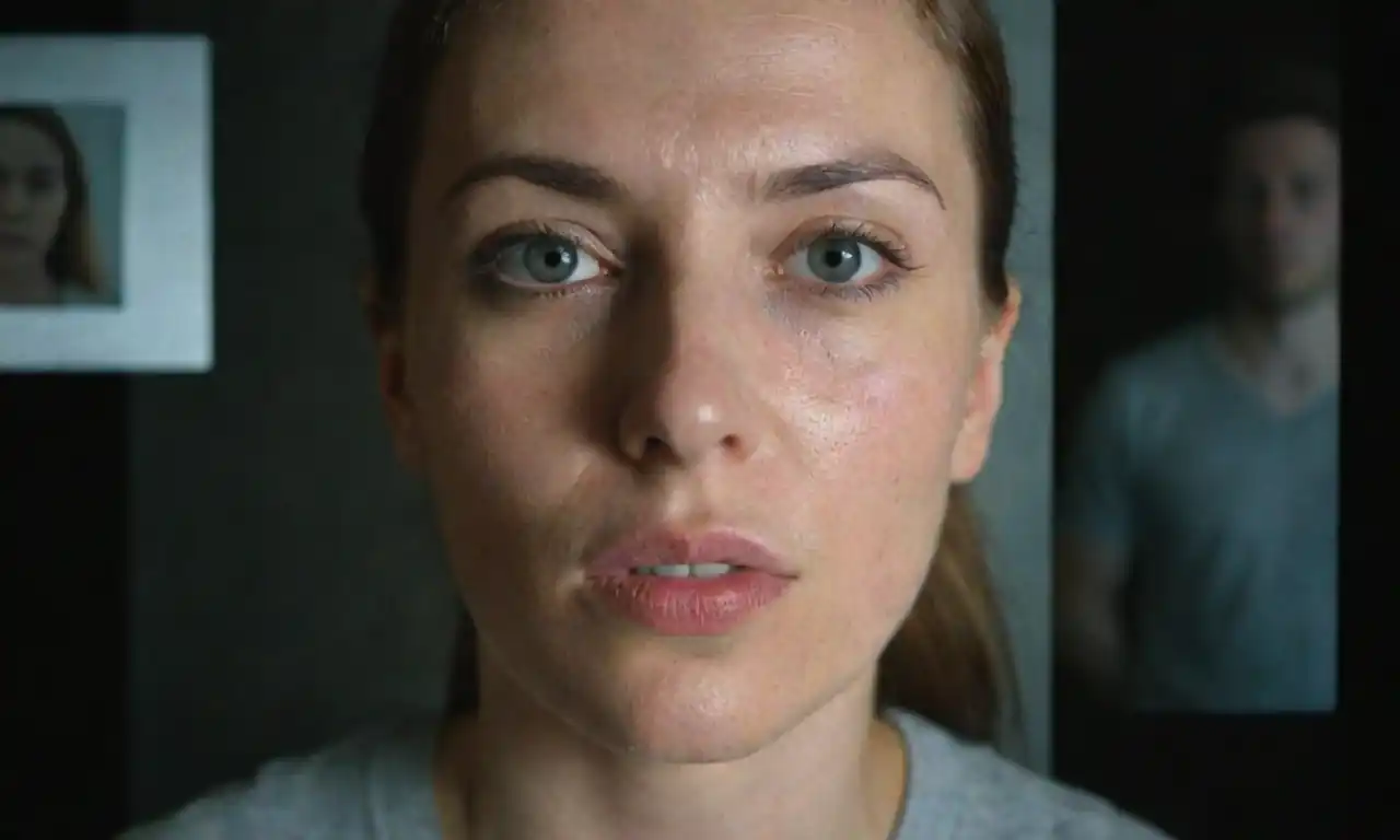 A split-screen image showing a real person on one side and a manipulated video on the other