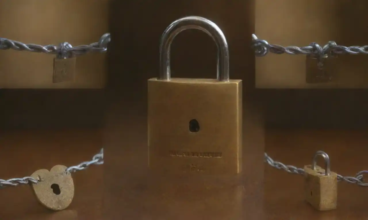 A collage of code snippets and the symbol of a padlock being opened