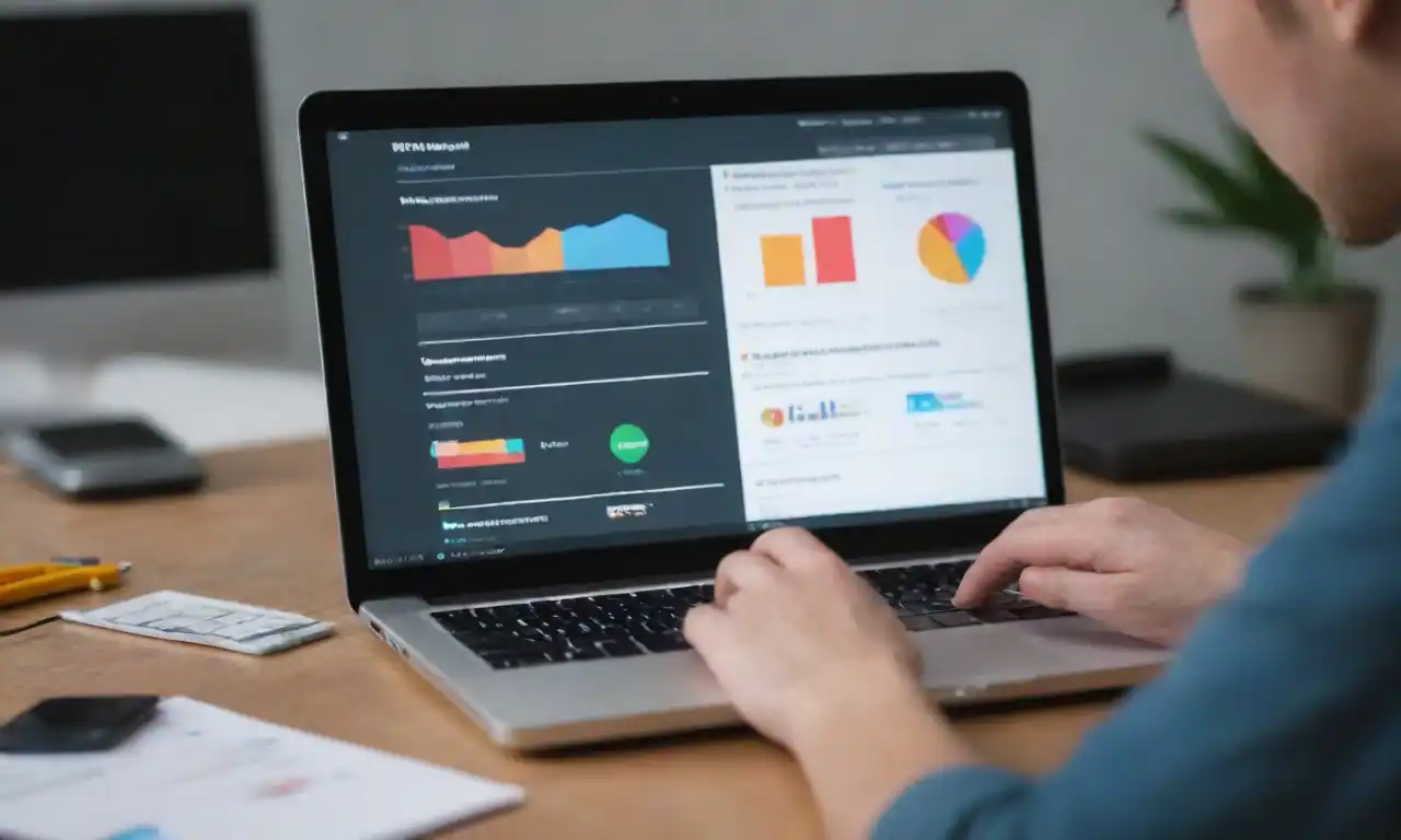 A person analyzing website metrics on a laptop