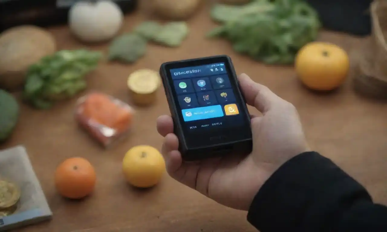 Visual of a person managing a digital wallet with cryptocurrency icons and farming graphics.